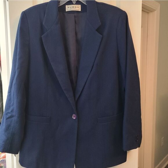 Dumas Navy Blue Wool Blazer Suit Jacket - Picture 3 of 7